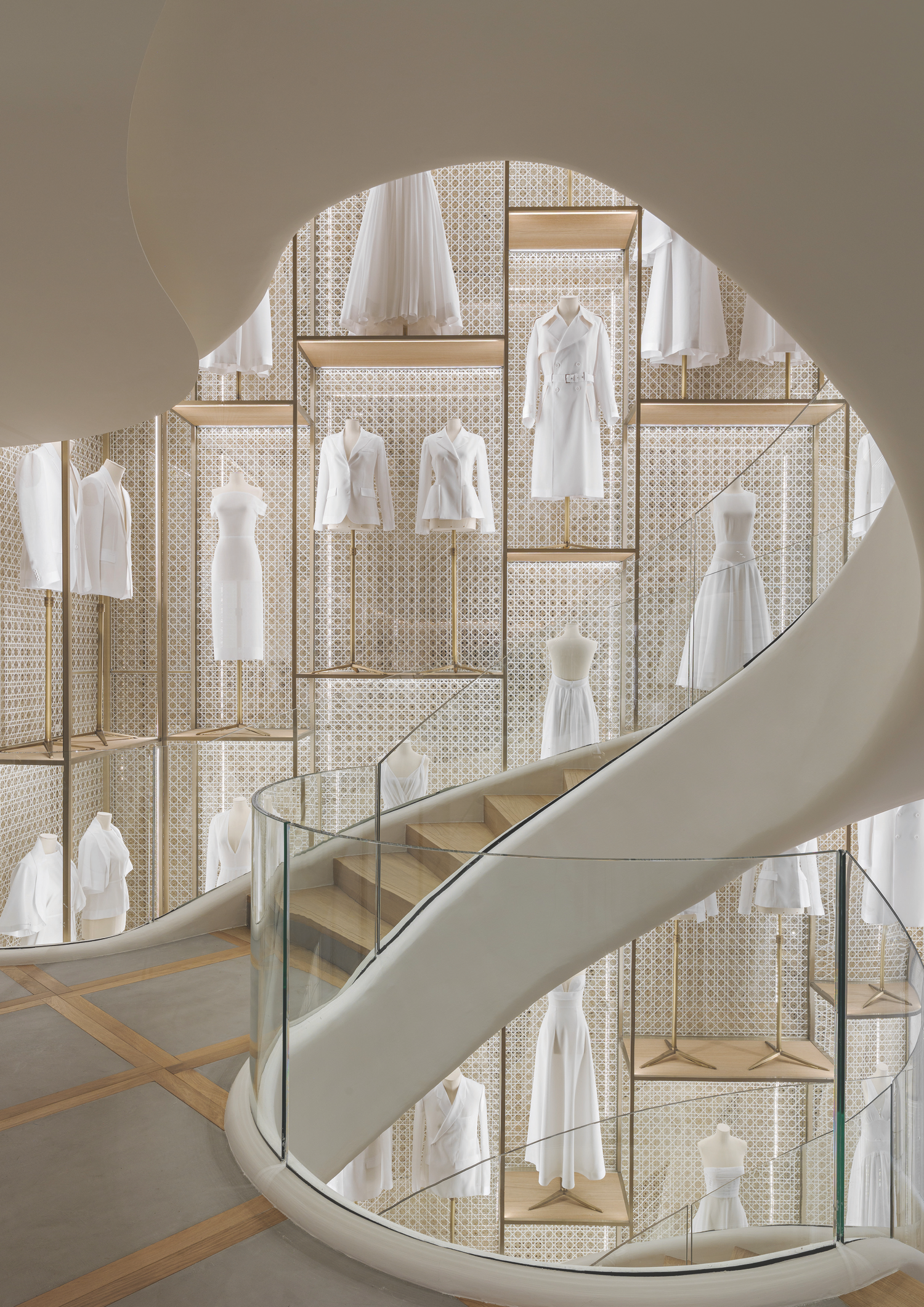 The spiralling staircase at Dior’s new Paris flagship—featured in the Curated Letter is a symbol of elegance and represents perfectly how luxury retail has become an immersive piece of art.
