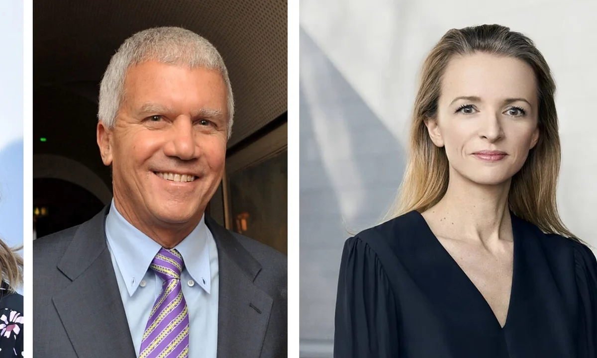 The February-March 2023 Curated Letter asks the question: if LVMH will buy Gagosian -Art Dealer. The image on the left is a photograph of Larry Gagosian. The image on the right is a photograph of Delphine Arnault with an attitude of elegant sophistication